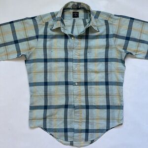 Vintage Towncraft JC Penny Penn prest tapered plaid stripe work pocket shirt